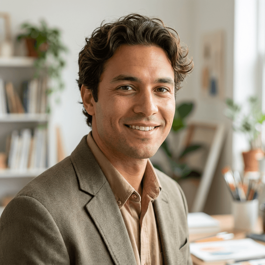 Marcus T., a man in his 40s with a warm expression